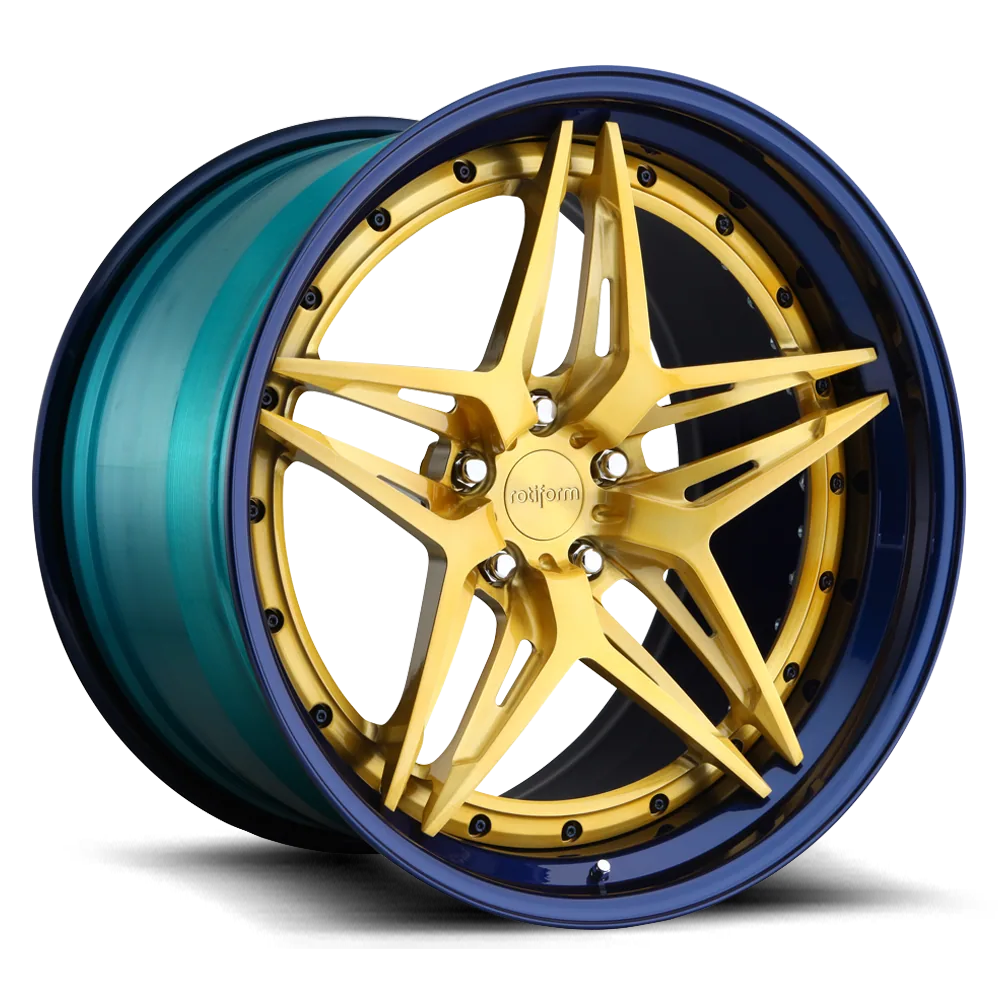 ล้อ Forged Custom สีทองและขอบสีน้ำเงิน