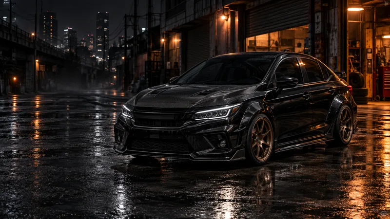 Honda City 2020–2026 สีดำแต่ง Wide Body ฝากระโปรงคาร์บอน