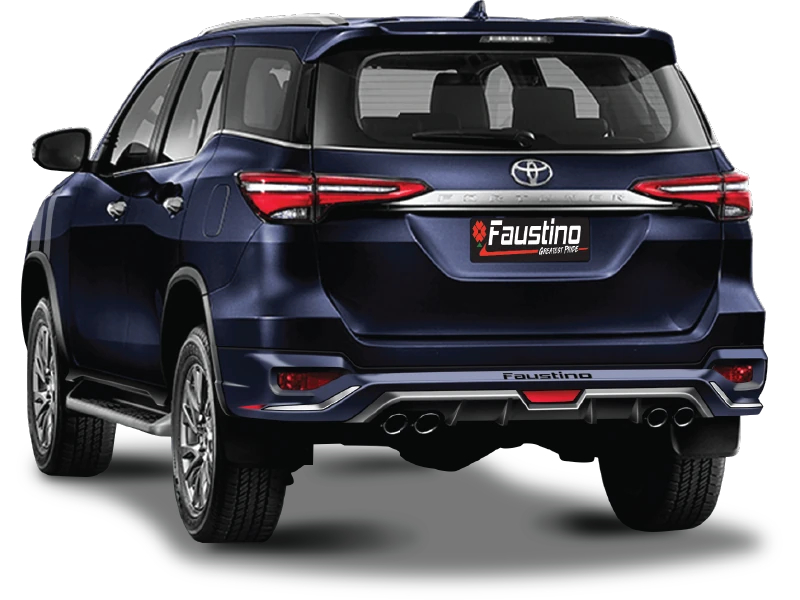 Fortuner 2021 สีน้ำเงินมุมเฉียงท้ายพร้อมแผงสเกิร์ตหลังขอบสีเงิน