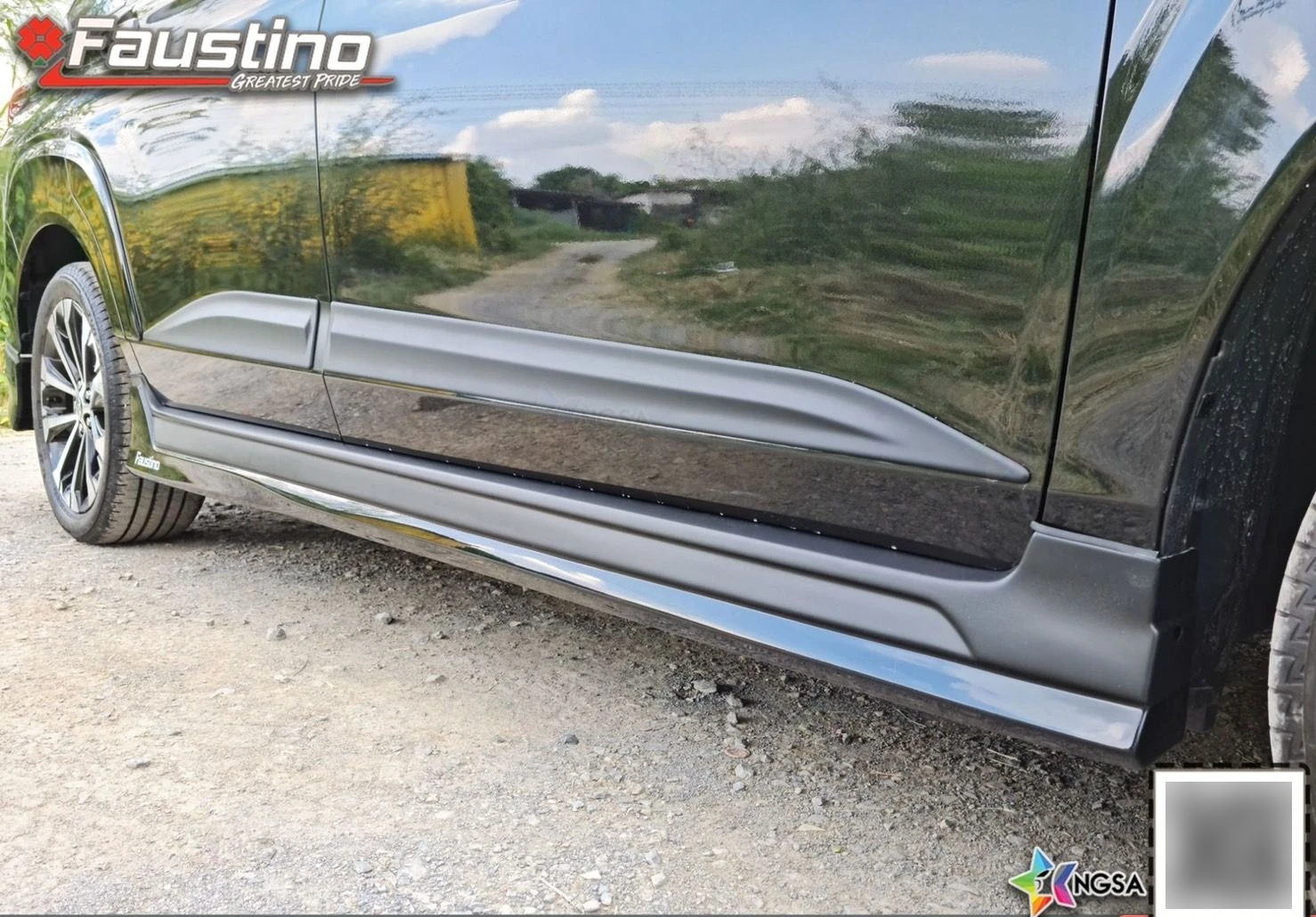 รายละเอียดสเกิร์ตข้าง Toyota Veloz Faustino ใต้แนวประตู