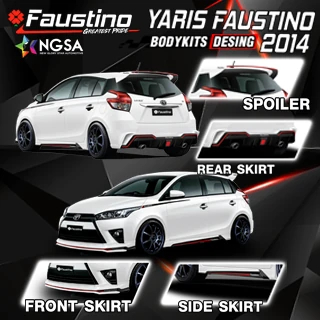 โปสเตอร์ชุดแต่ง Yaris Faustino สีขาว พร้อมภาพขยายสเกิร์ตและสปอยเลอร์