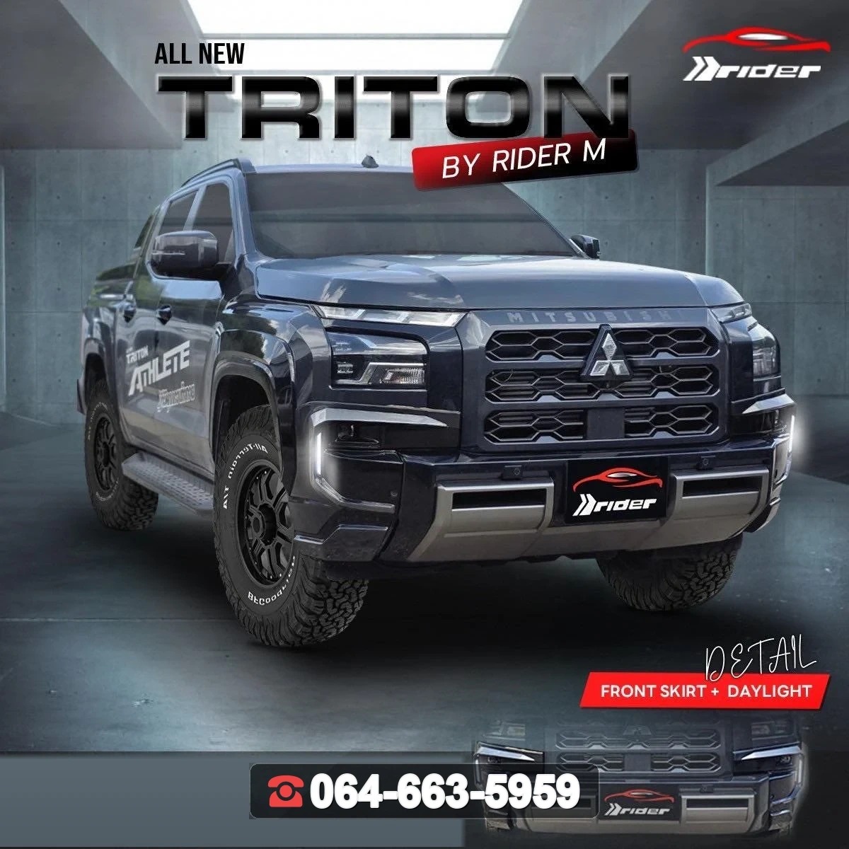 MITSUBISHI คิ้วกันชนหน้า Triton 2025 Athlete RiderM