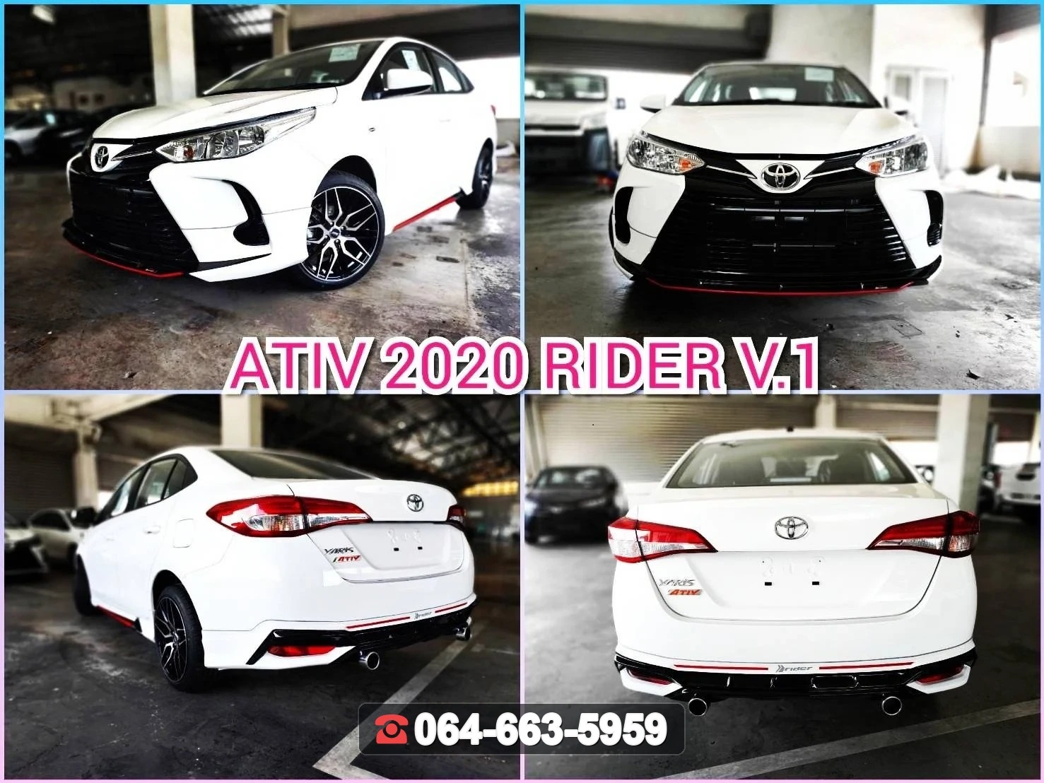 ชุดแต่งสเกิร์ต TOYOTA Yaris Ativ 2020 V.1 RiderM