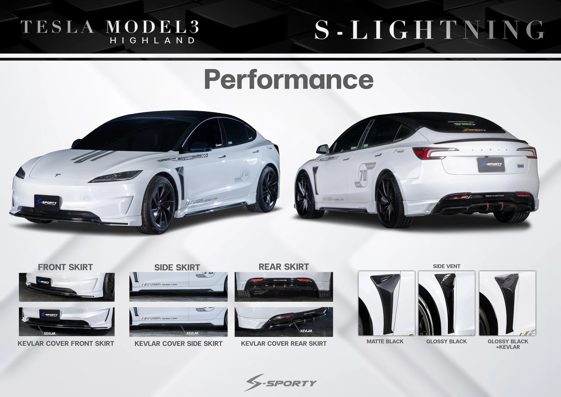 ชุดแต่ง Tesla Model 3 Performance S-LIGHTNING S-Sporty