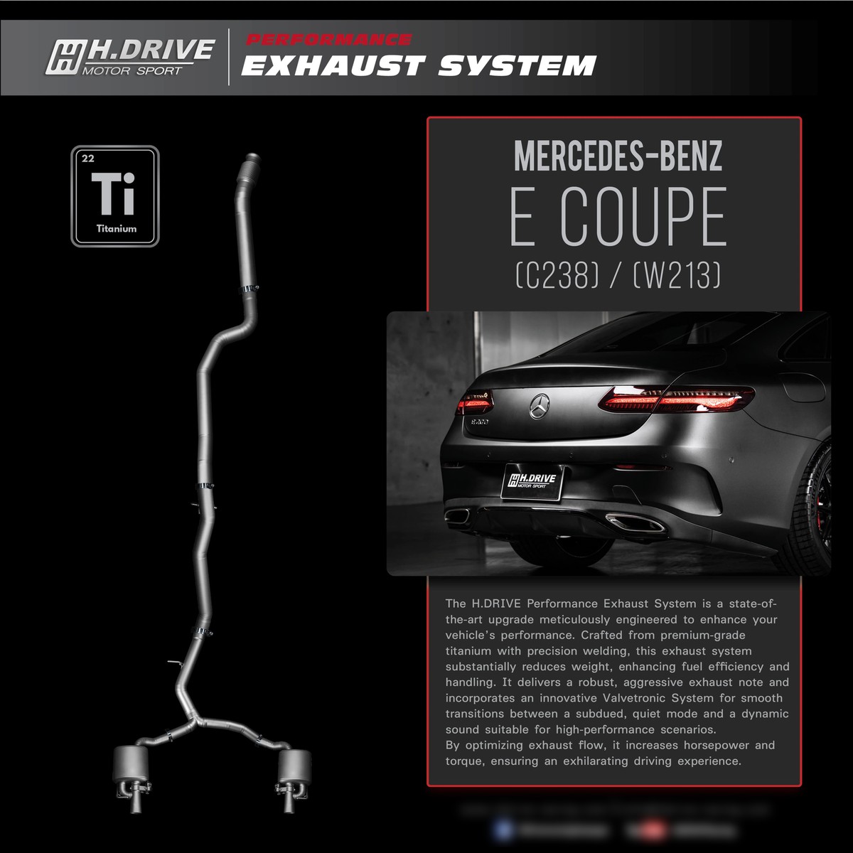 ระบบท่อไอเสีย Mercedes-Benz E Coupe (C238/W213) - H.Drive Titanium Exhaust System