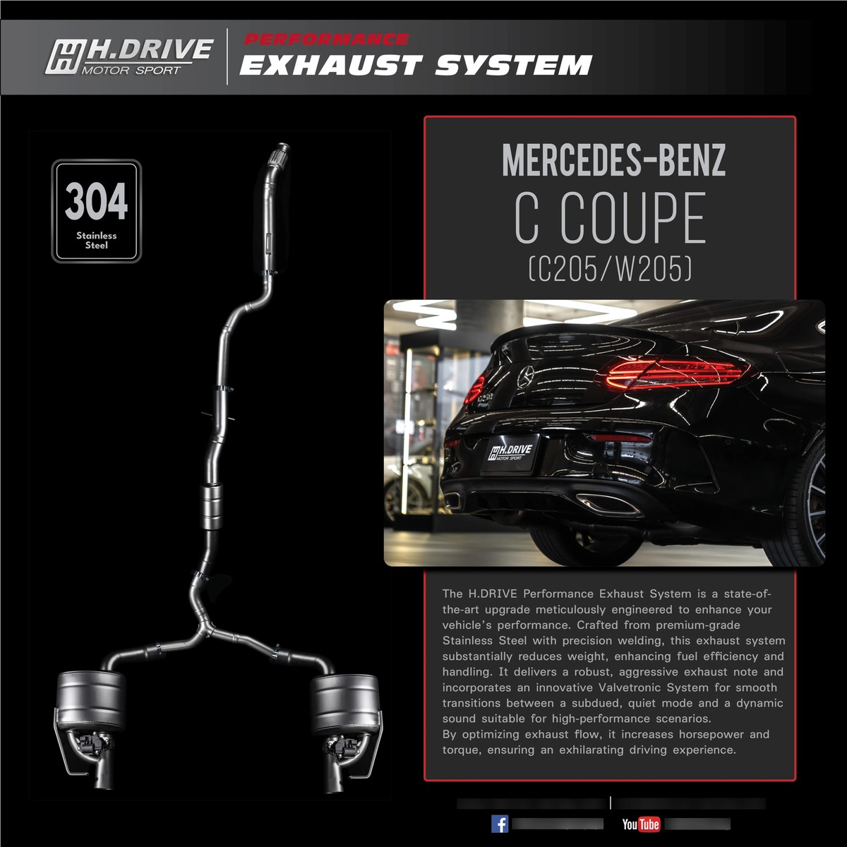 ระบบท่อไอเสีย Mercedes-Benz C-Coupe (W205) - H.Drive Exhaust System