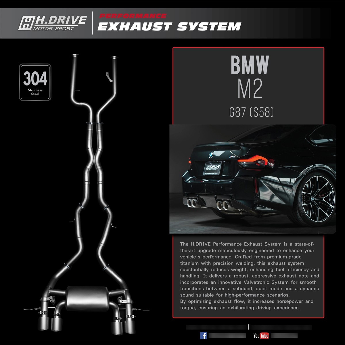 ระบบท่อไอเสีย BMW M2 (G87) S58 - H.Drive Exhaust System