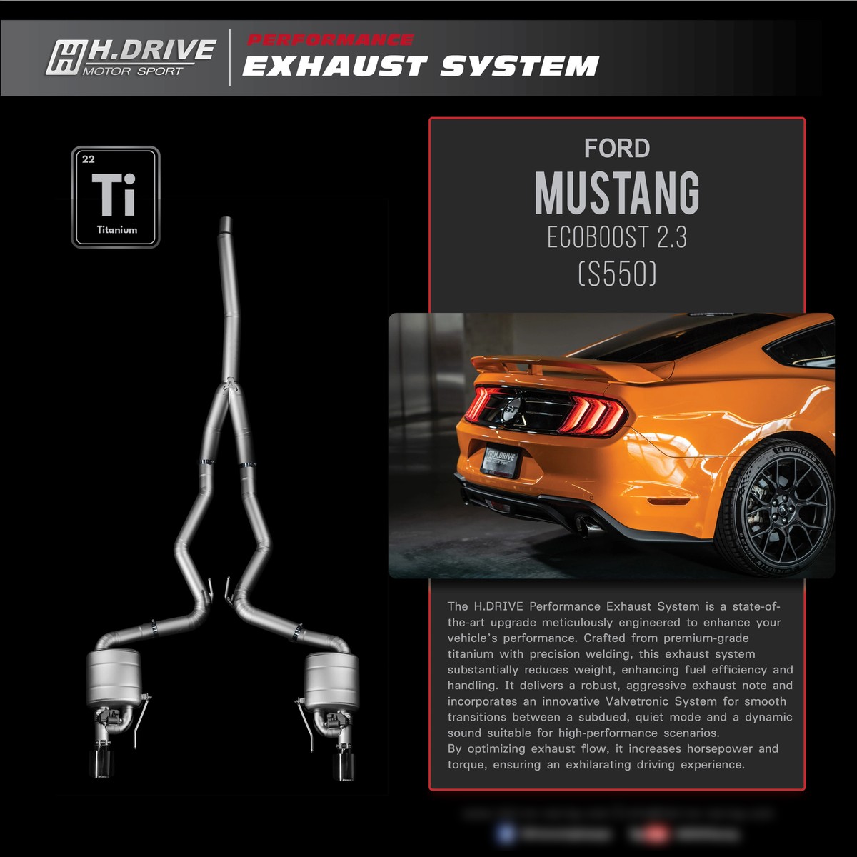 ระบบท่อไอเสีย Ford Mustang Ecoboost 2.3 (S550) - H.Drive Exhaust System