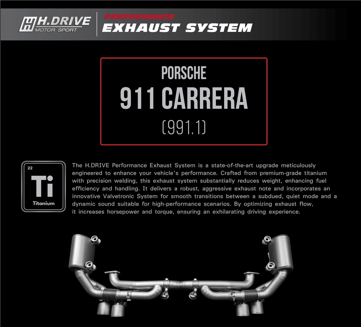 ระบบท่อไอเสีย Porsche 911 Carrera (991.1) - H.Drive Exhaust System