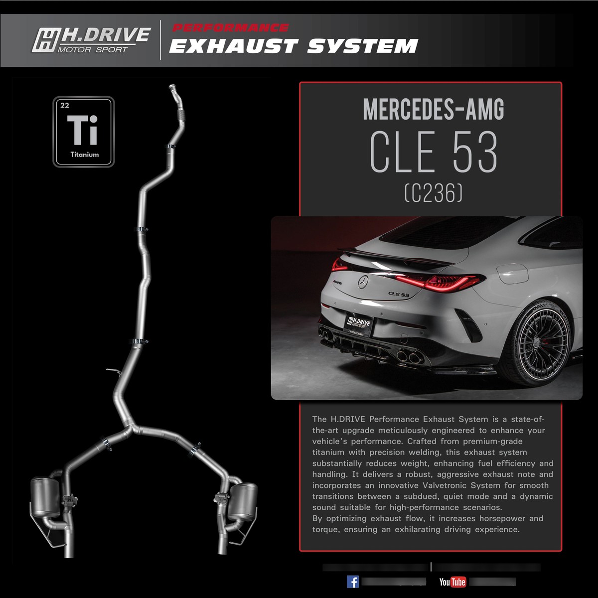 ระบบท่อไอเสีย Mercedes-Benz AMG CLE-53 (C236) - H.Drive Titanium Exhaust System