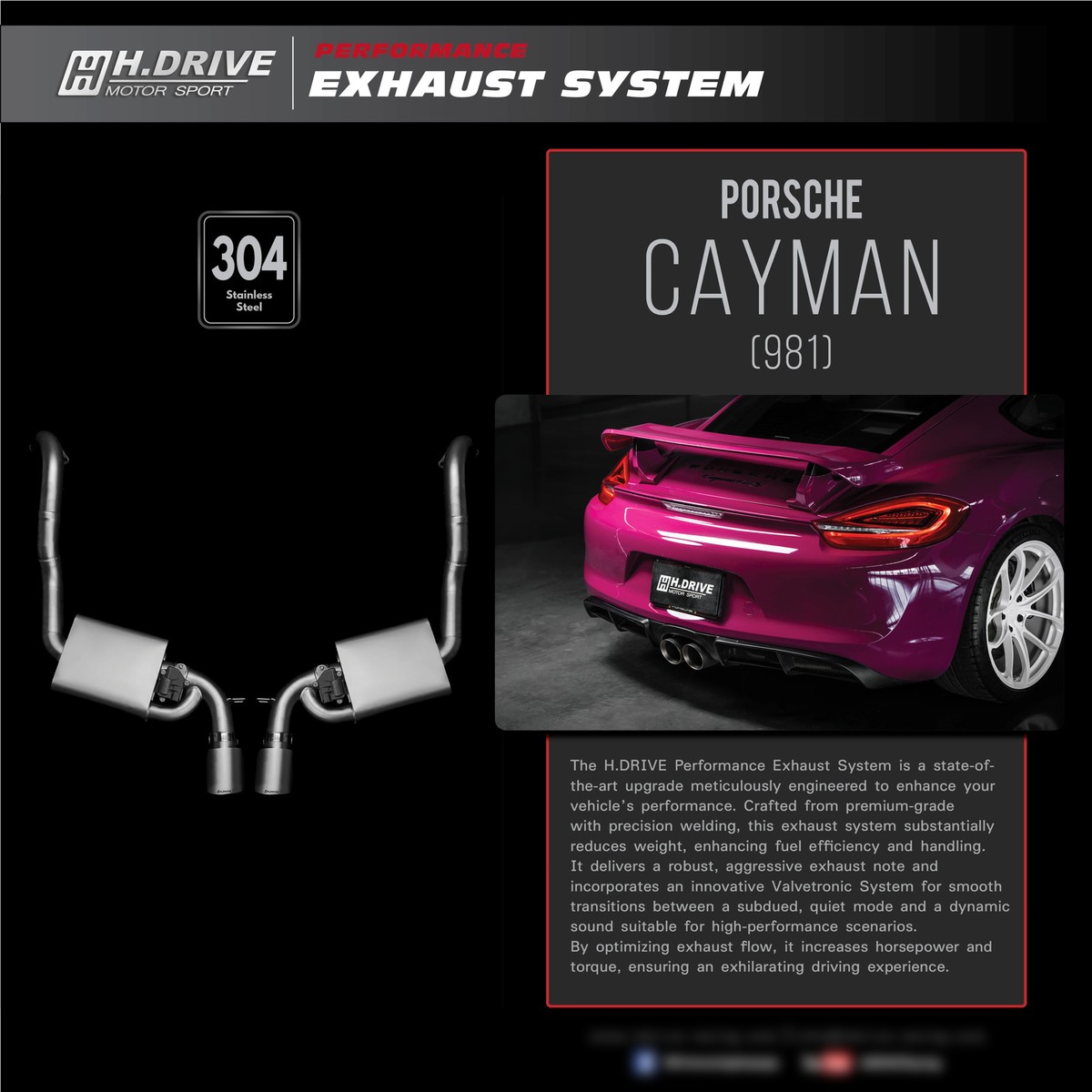 ระบบท่อไอเสีย Porsche Cayman 981 - H.Drive Exhaust System